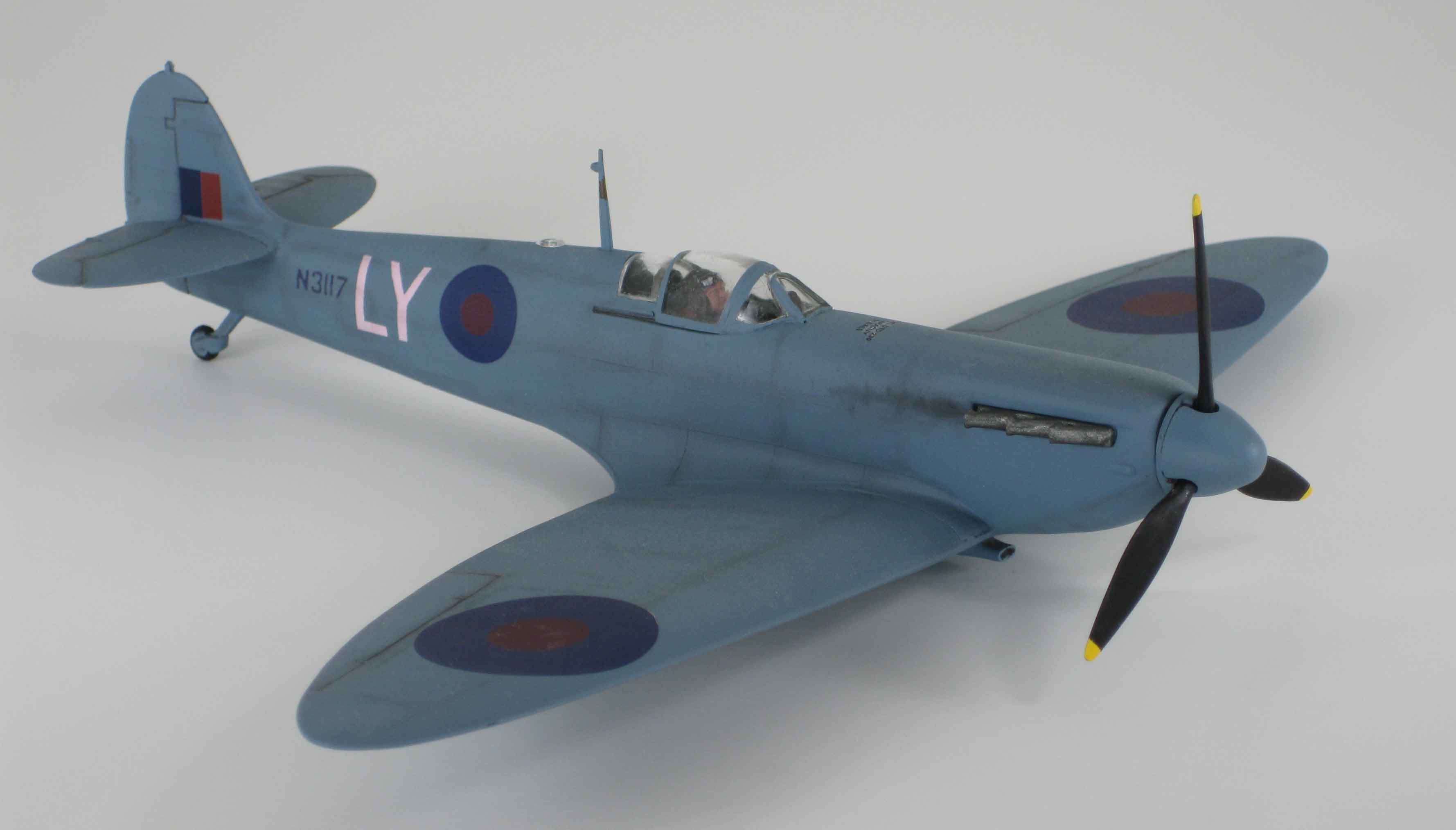 1/48 scale F4U Supermarine Spitfire Mk IIa. Airbrushed with water-based acrylics. 1/48 spitfire airbrushed PRU blue - high altitude photoreconaissance unit aircraft
